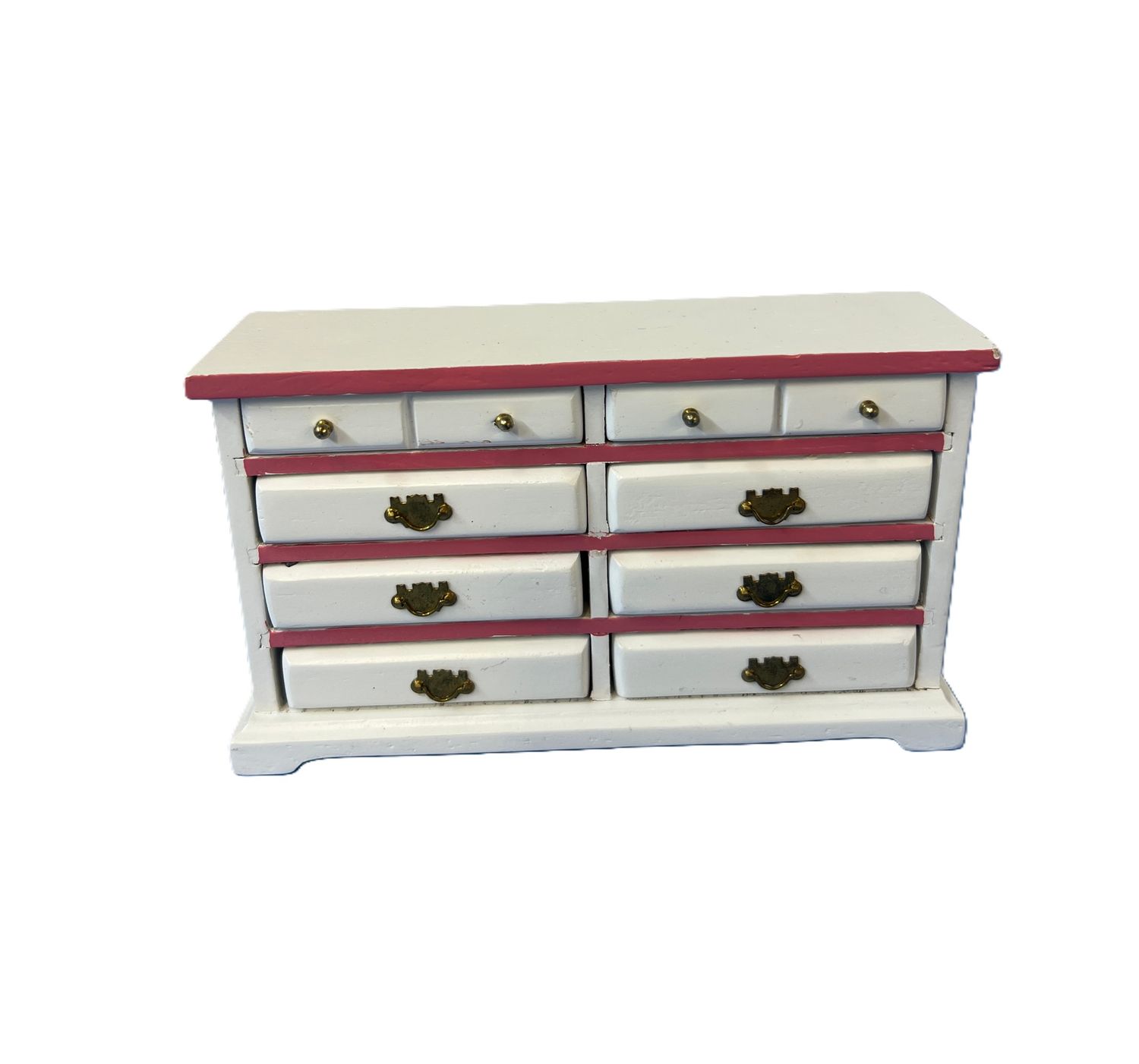 White with Pink Wood Dresser