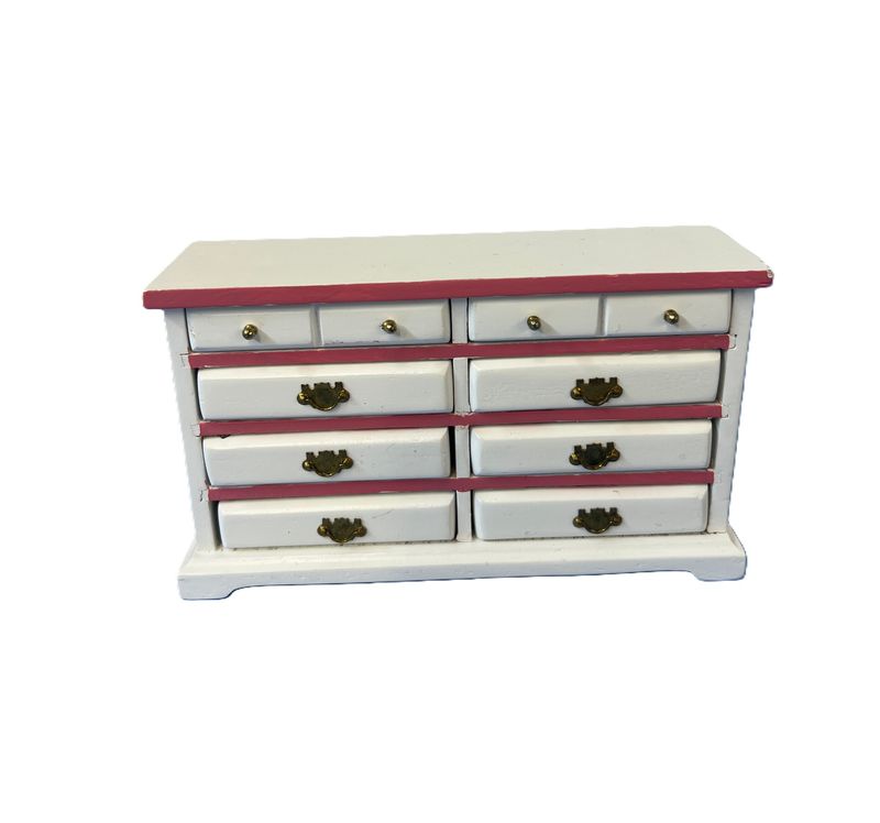 White with Pink Wood Dresser
