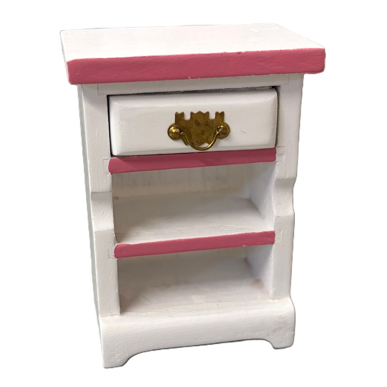 White with Pink Wood Cabinet