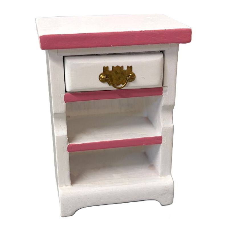 White with Pink Wood Cabinet