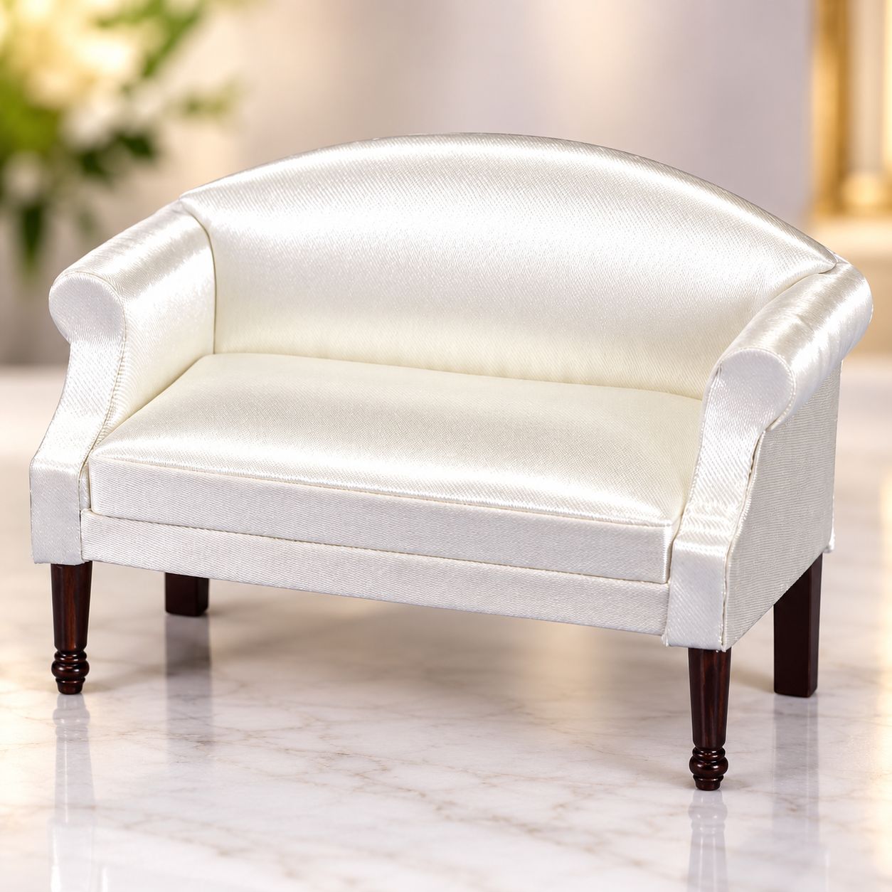 CLA10663 Miniature Ivory Sofa with Rolled Arms