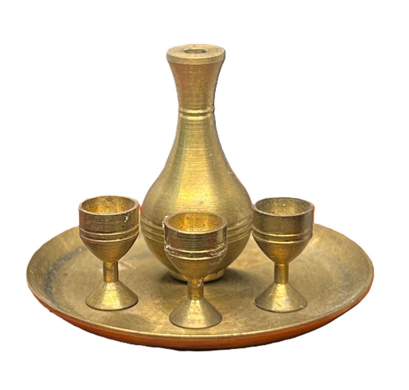Decanter, Tray and 3 glasses
