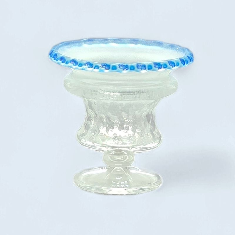 CBG101b Frosted Glass Crown Bowl w/Blue