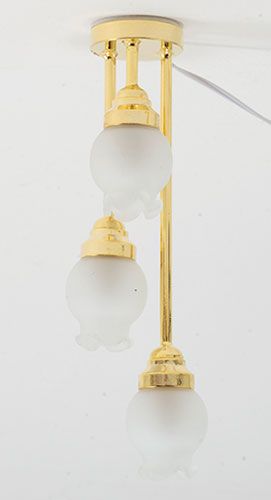 MH14025 Brass Ceiling Light with Frosted Floral Shade, 12V