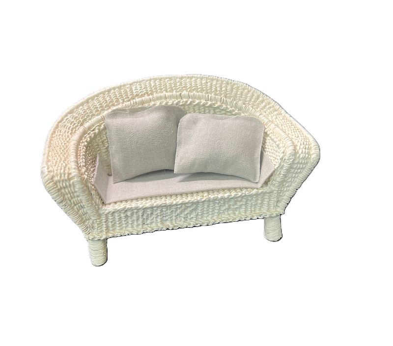 1002452 White Resin Wicker Sofa