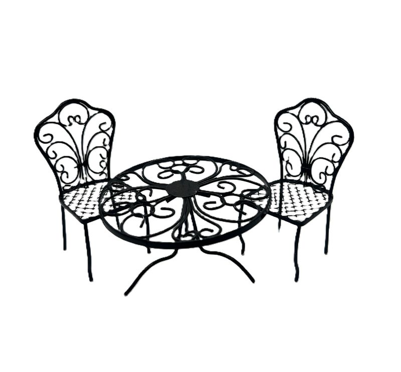 Plastic "Wrought Iron" Table and Chairs - Set 3 Pieces