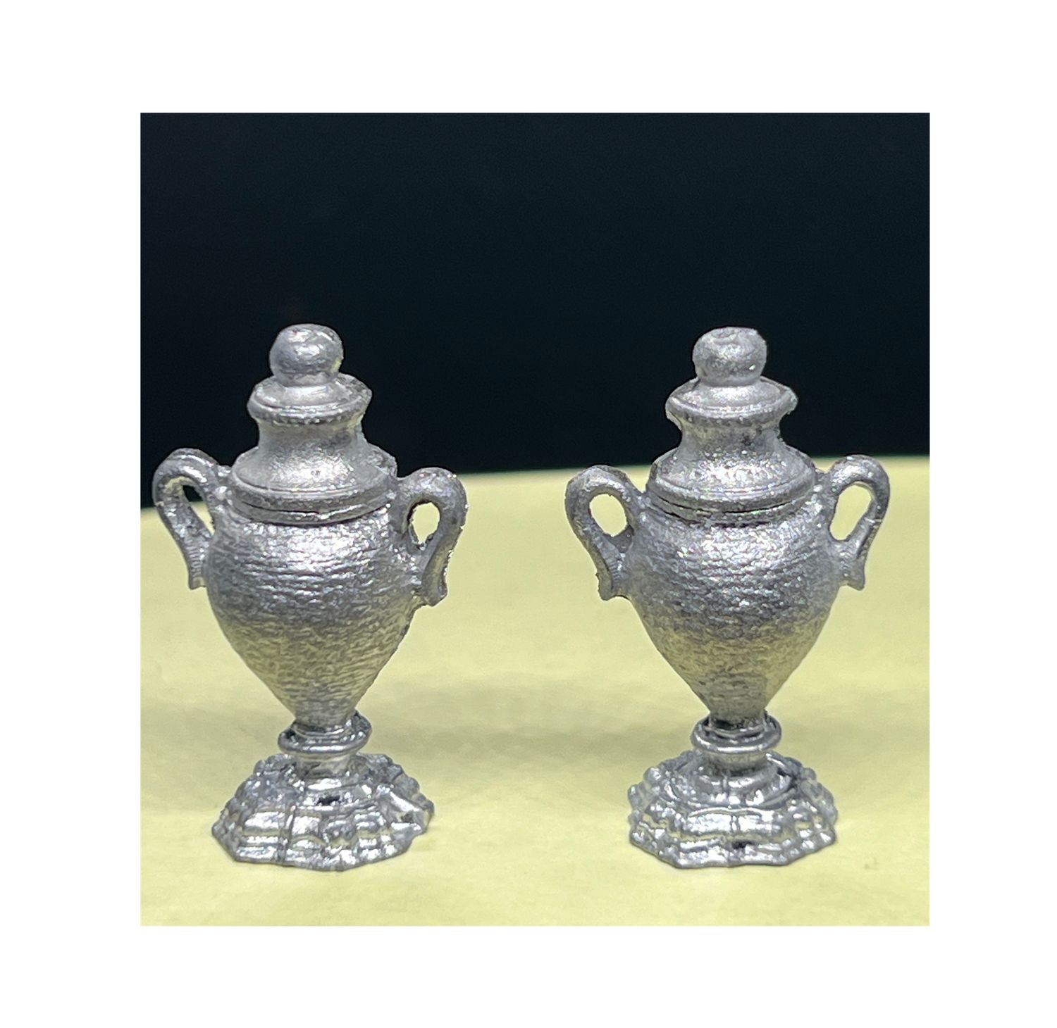 Set of Two Metal Urns
