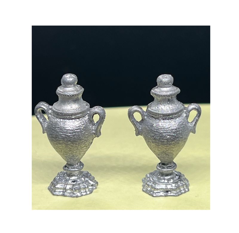 Set of Two Metal Urns