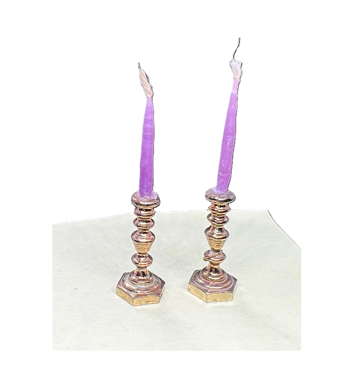 Brass Candlesticks with Purple Candles