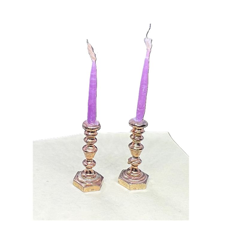 Brass Candlesticks with Purple Candles