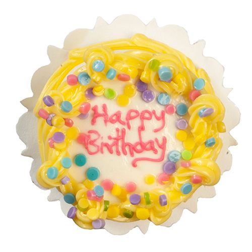 AZG6261 - Happy Birthday Cake w/Confetti &amp; Yellow Piping