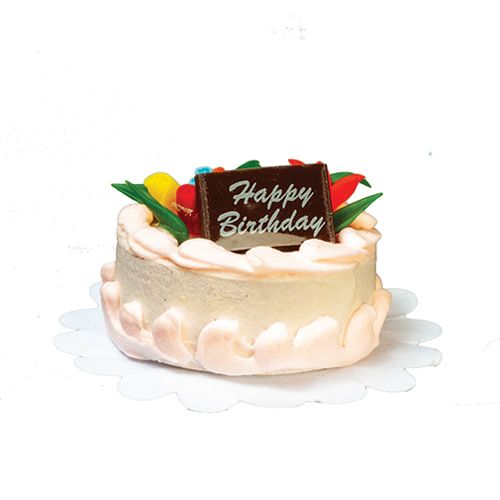 AZB0261 - White Cake with Chocolate Bar Birthday Message