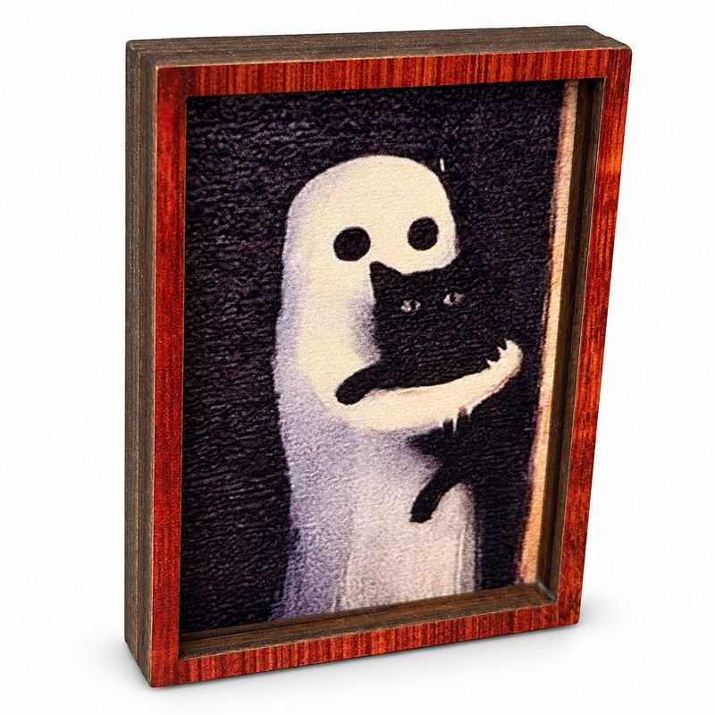 MC5154 Ghost Holding Black Cat Framed Art