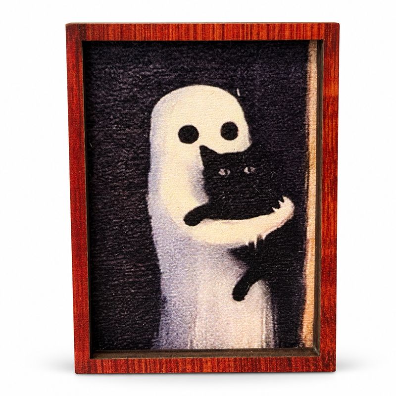 MC5154 Ghost Holding Black Cat Framed Art