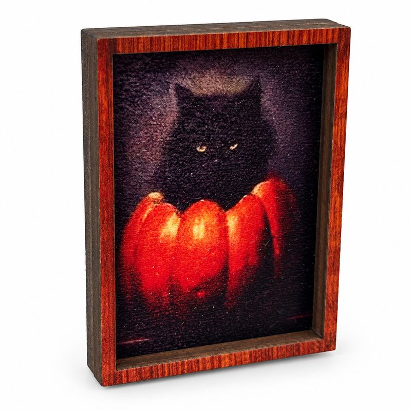 MC5153 Black Cat in Pumpkin Framed Art