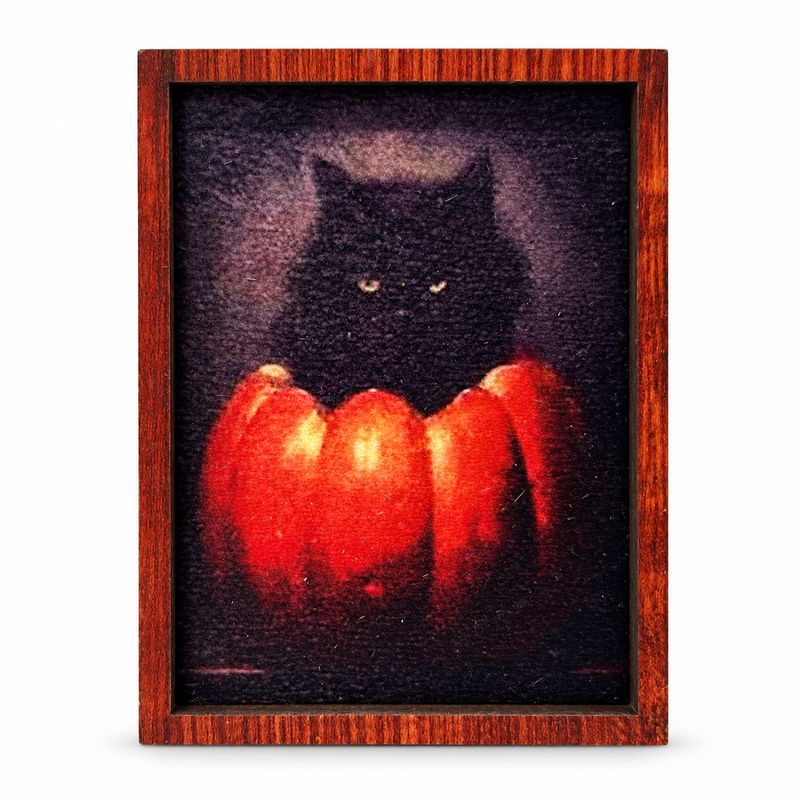MC5153 Black Cat in Pumpkin Framed Art