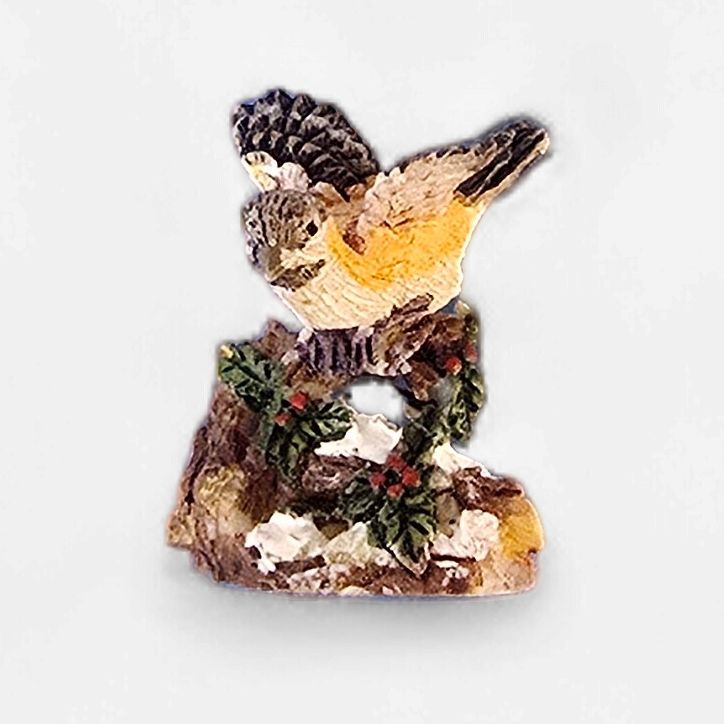 JKM04 Bird on Branch with Snow &amp; Holly by Jeannetta Kendall