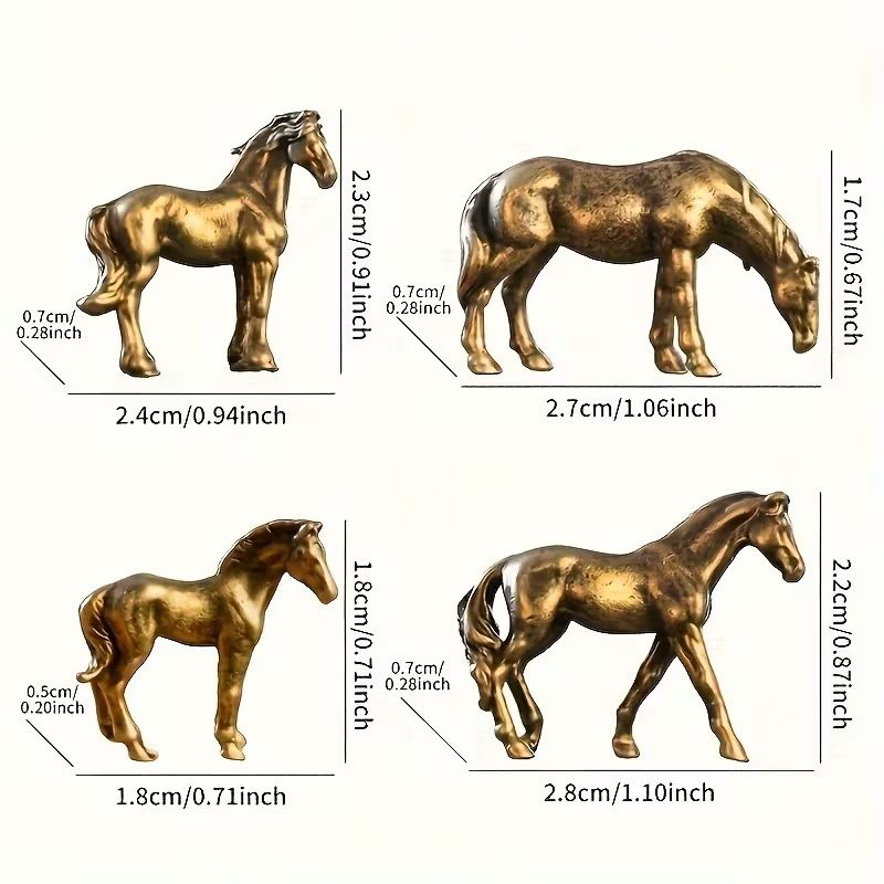 4pcs Mini Copper Alloy Ponies
