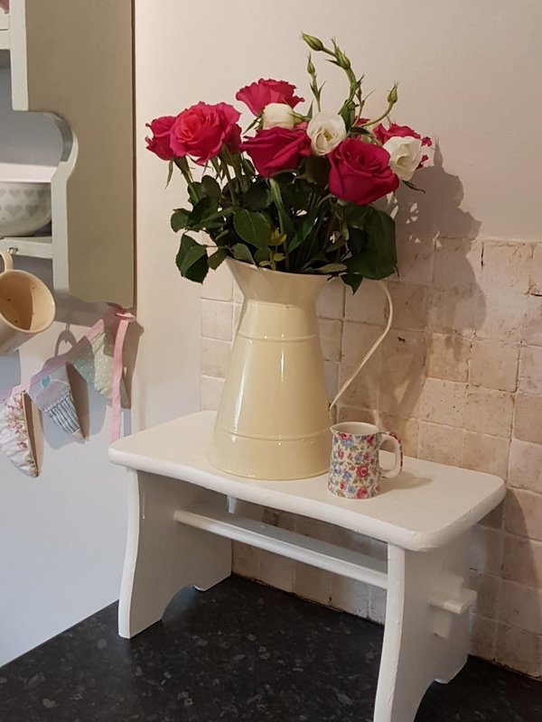 Cream enamel jug
