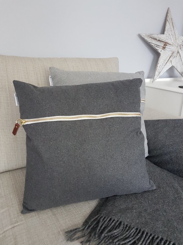 Dark grey zipped cushion