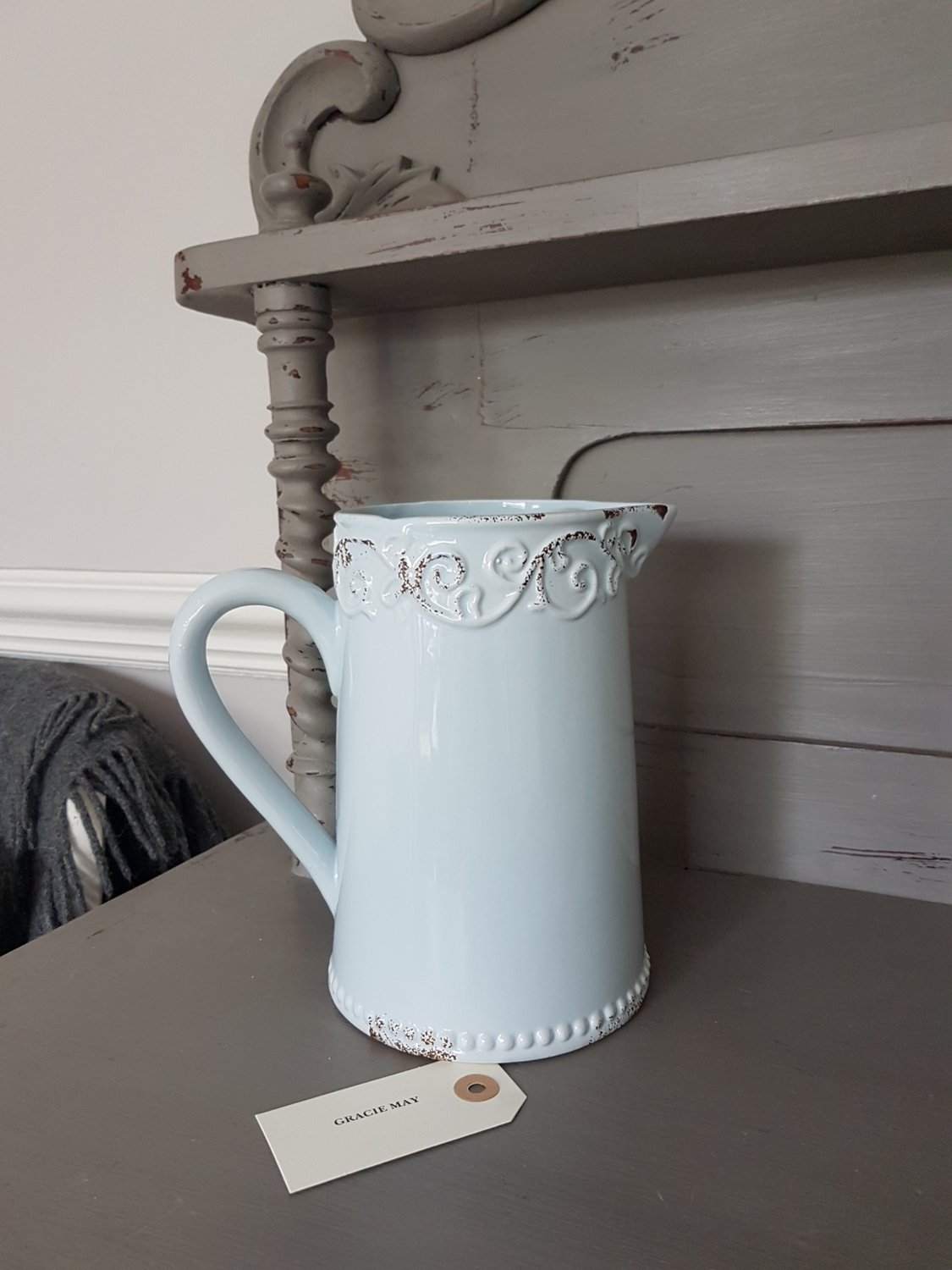 Light blue ceramic jug