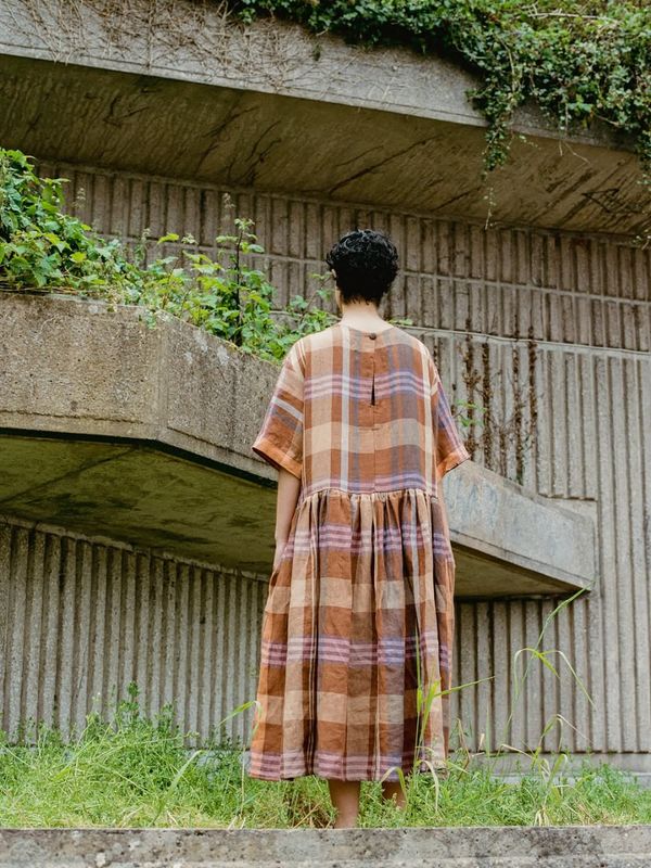 The Hatsu Linen Check Dress | Artisan Series