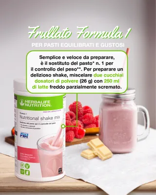 1 Nutritional shake mix vegano free lampone cioccolato bianco  550 gr