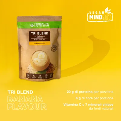 Tri Blend integratore proteico banana 600 gr Tri Blend integratore proteico banana 600 gr