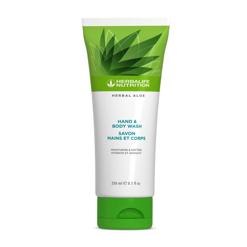 Detersivo per mani e corpo Herbal Aloe, 250 ml, marca Herbalife Nutrition, verde e bianco.