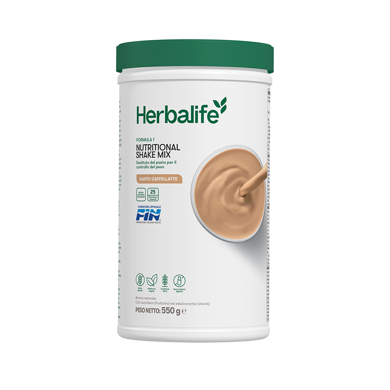 Mix di shake nutrizionale Herbalife gusto Caffè Latte, 550g, prodotto vegetale.