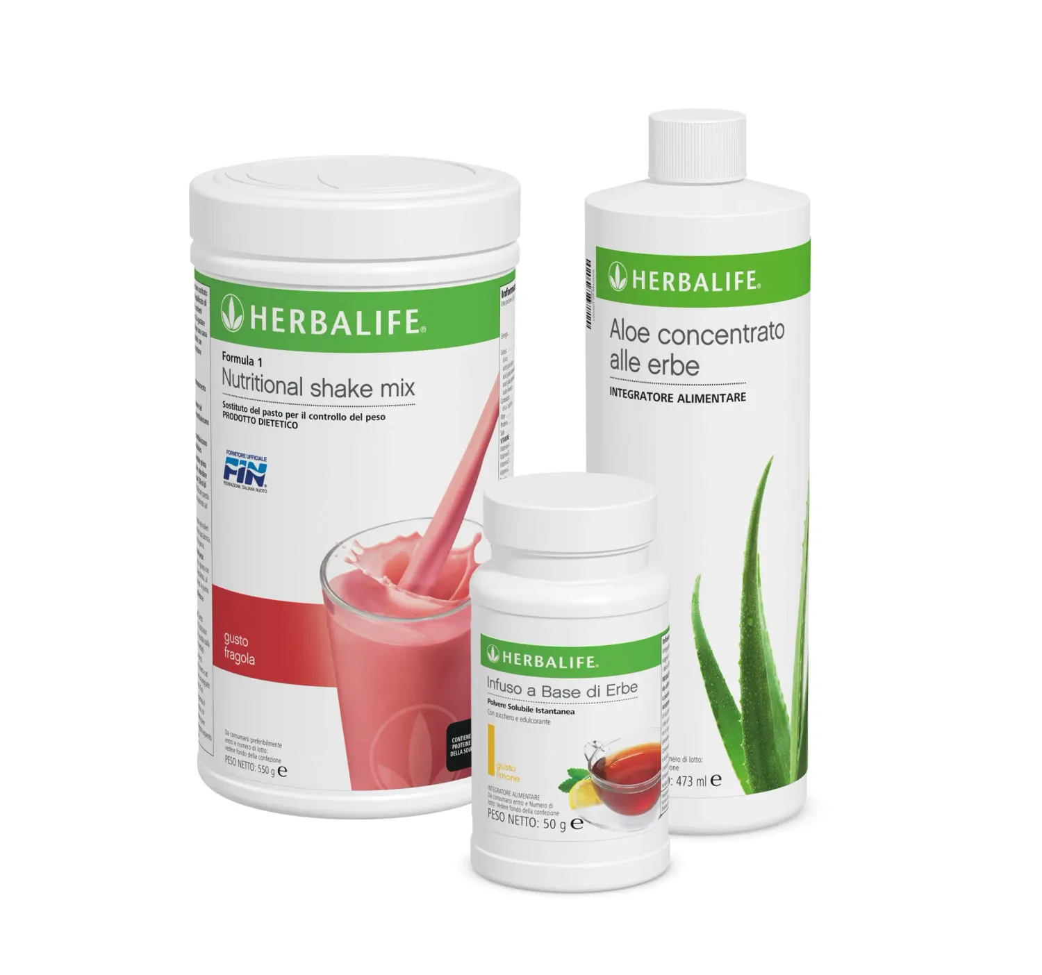 Colazione Kit Base, Infuso Limone, Aloe Concentrato, Formula 1 Lampone e Cioccolato Bianco, prodotti Herbalife per colazione nutriente.
