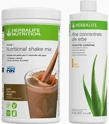 "Kit Herbalife Nutritional Formula 1, sostitutivo del pasto, gusto menta e cioccolato e aloe concentrato gusto mango, confezioni assortite."
