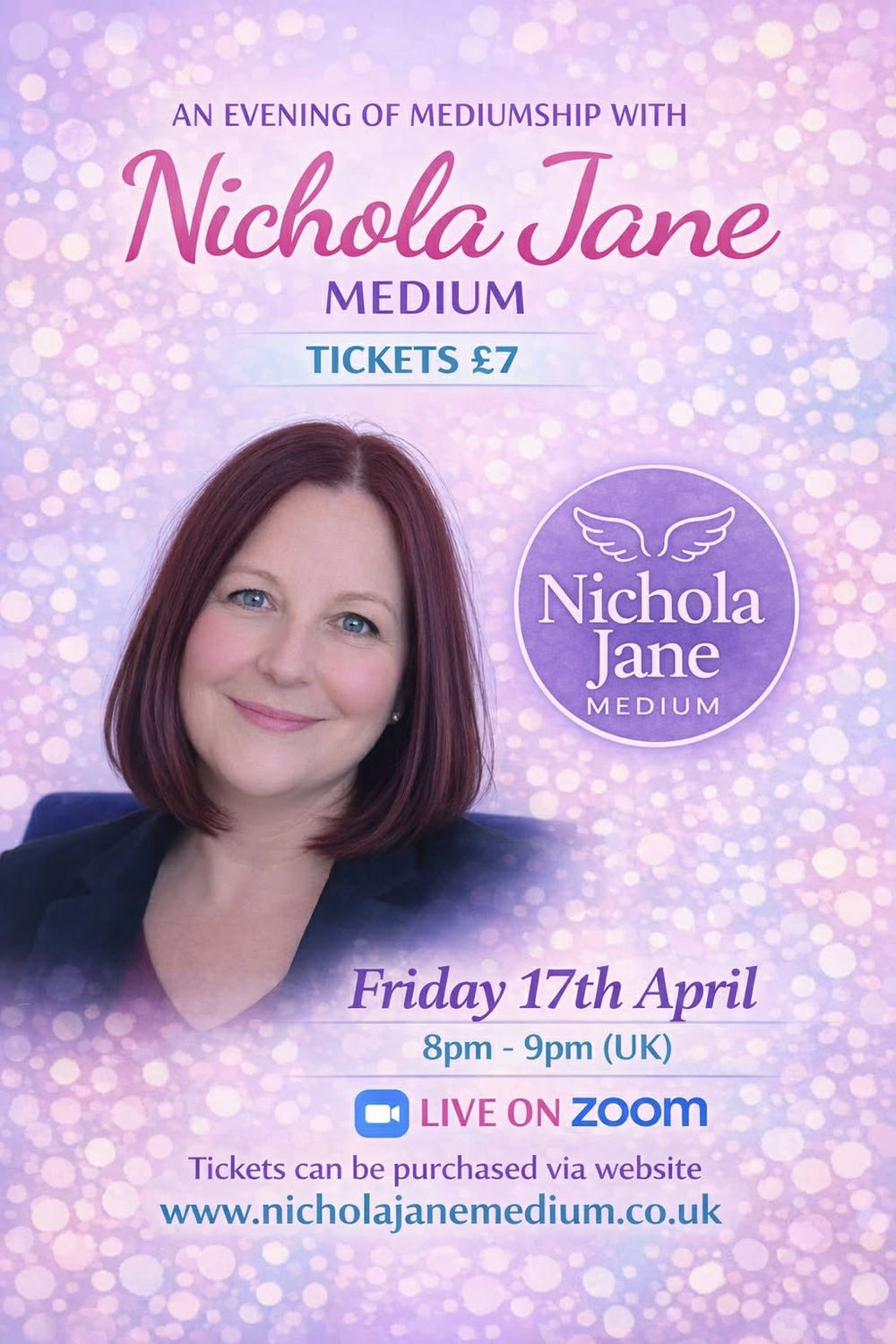 Zoom Mediumship Evening with Nichola Jane Friday 17th April 2026