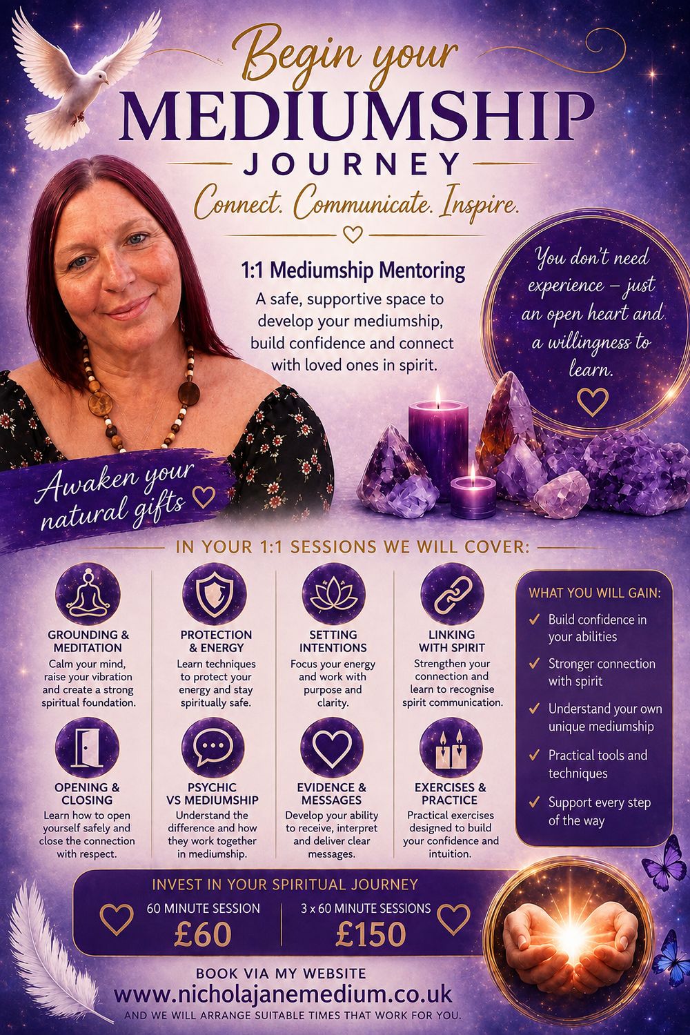 1:1 3x 60 Minute Mediumship Mentorship For Beginners