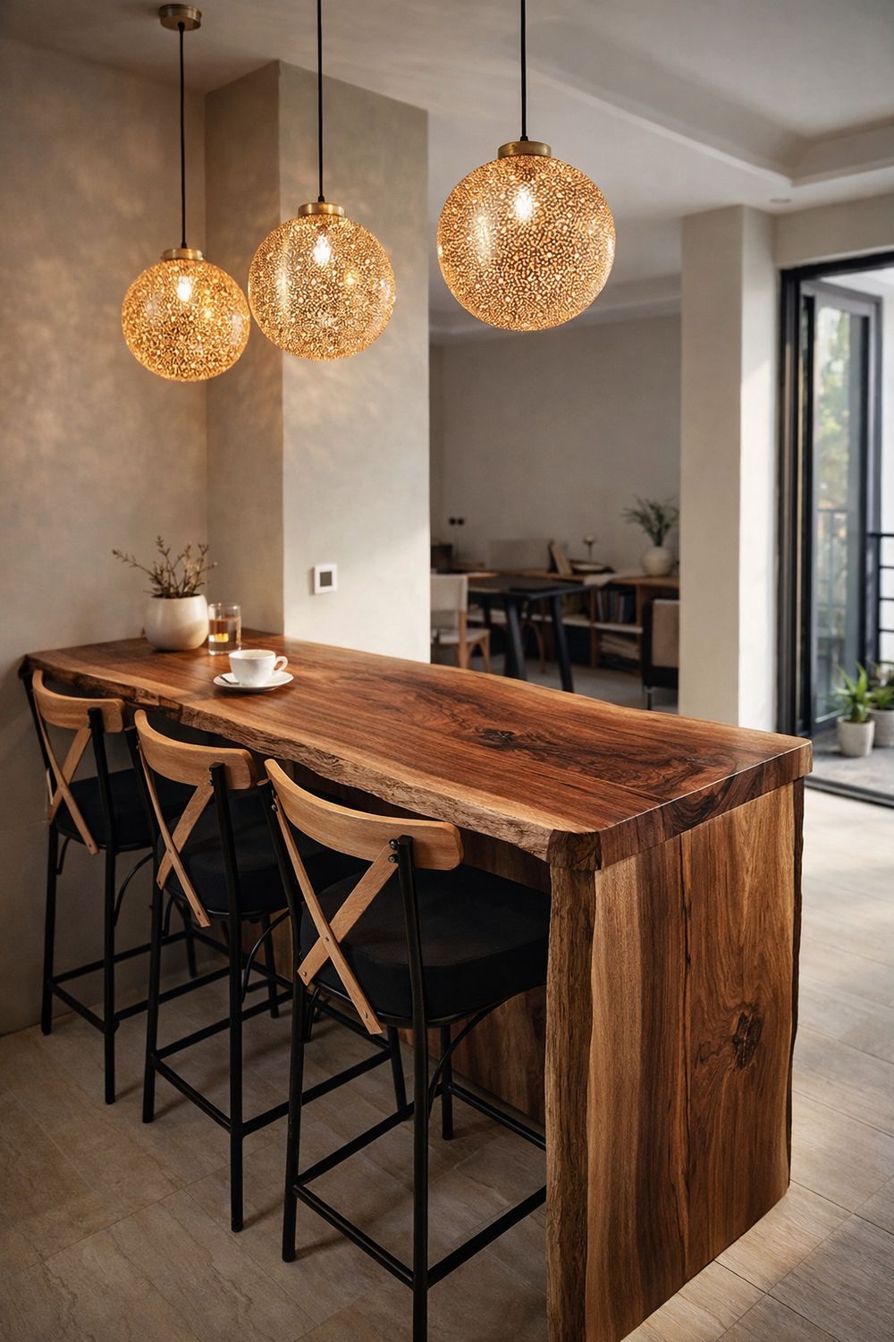 Comptoir artisanal en bois massif