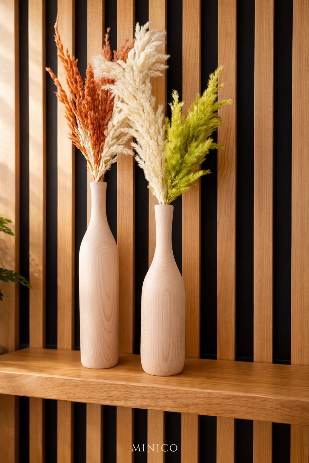 Duo de vases nordique en bois d'hêtre