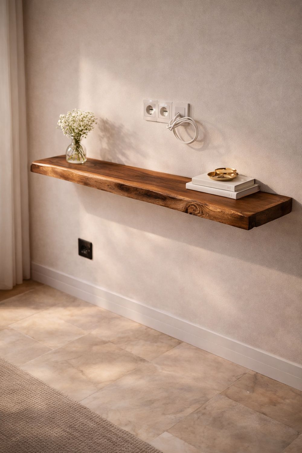 Étagère murale en noyer massif – Sobriété intemporelle