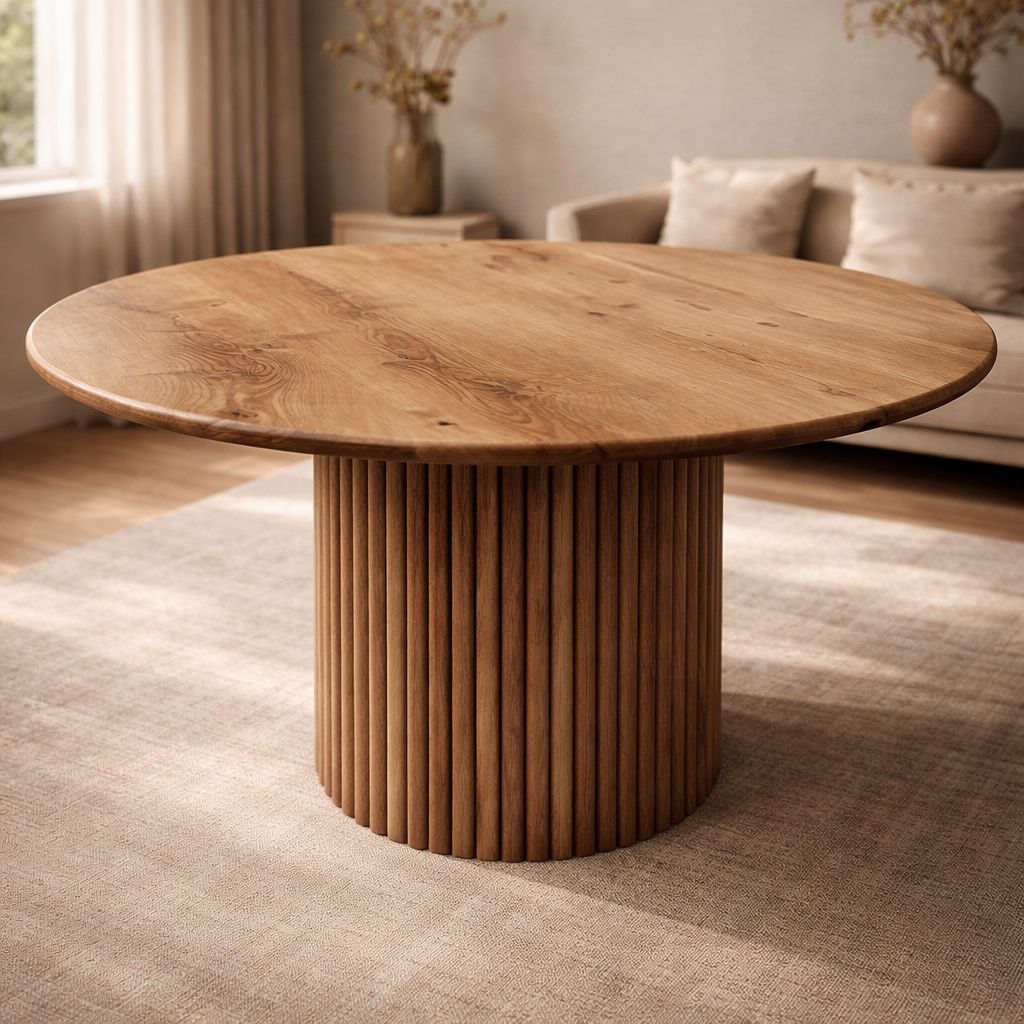 Table à manger ronde en noyer massif