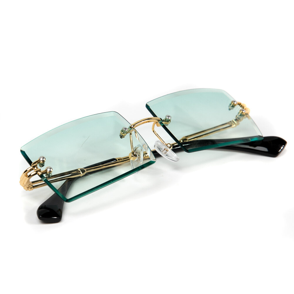 Mens Rimless Gold Rimless Blue Turquoise Sunglasses Mens Rimless Gold Rimless Blue Turquoise Sunglasses