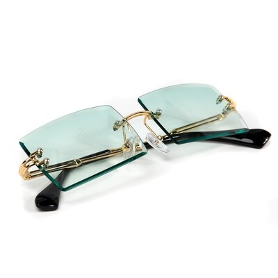 Mens Rimless Gold Rimless Blue Turquoise Sunglasses