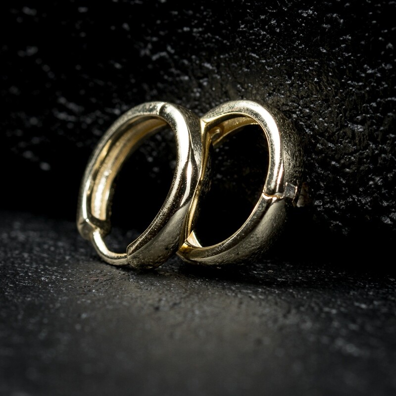 Men&#39;s Gold Solid 925 Sterling Silver Hoop Earrings