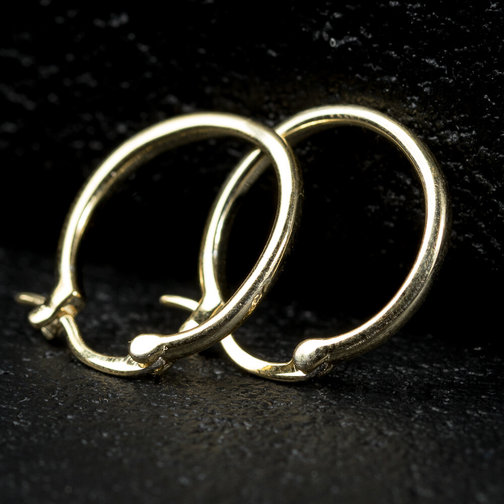 Mens 14k Gold Solid 925 Sterling Silver Hoop Earrings