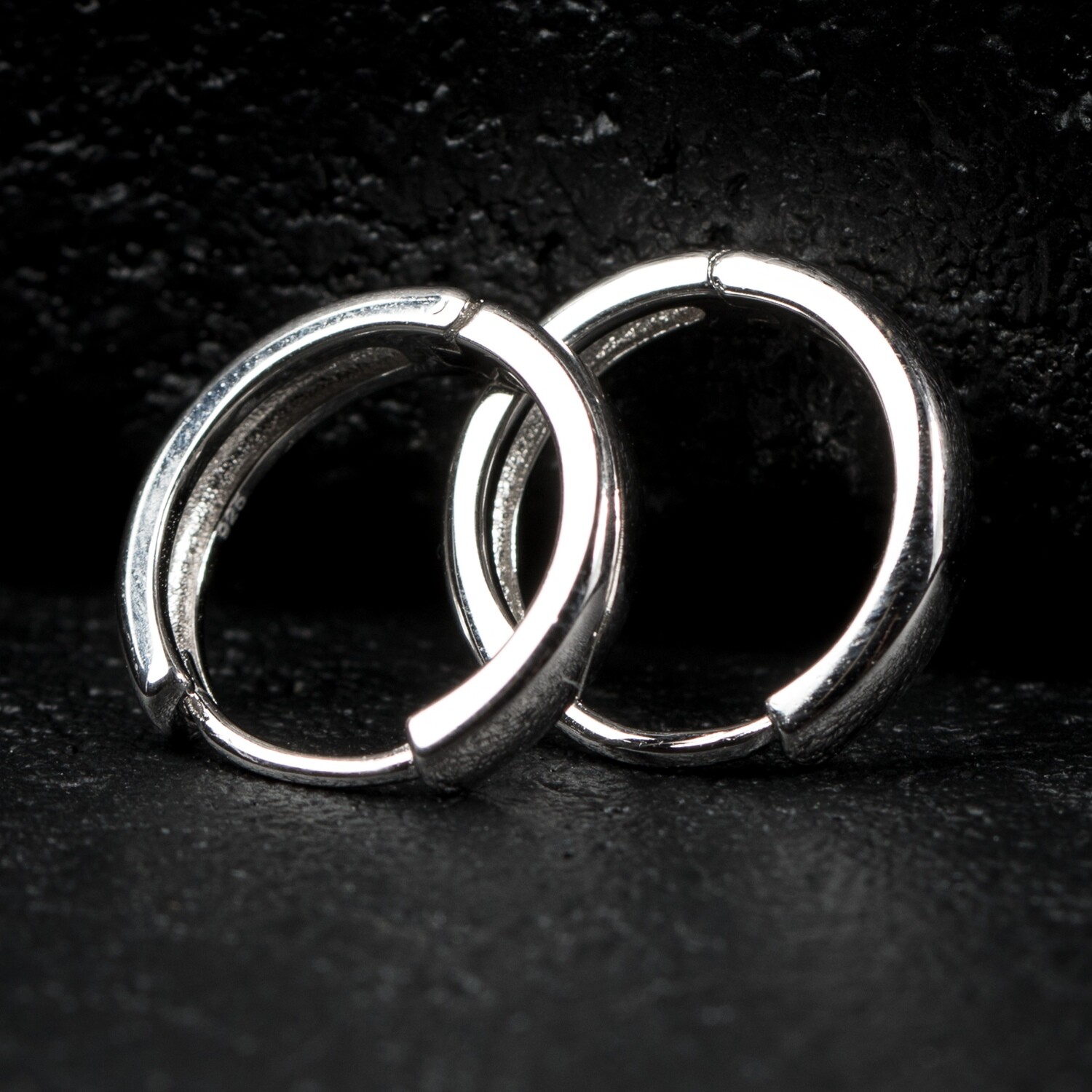 Men&#39;s Solid Sterling Silver Huggie Hoop Earrings