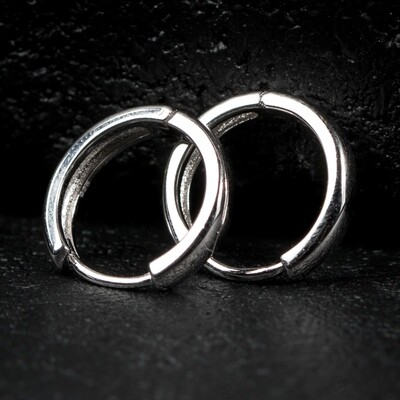 Men's Solid Sterling Silver Huggie Hoop Earrings