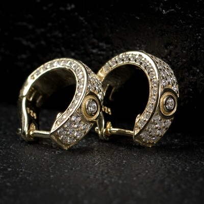 Gold Sterling Silver Iced Elegant Mens Hoop Earrings