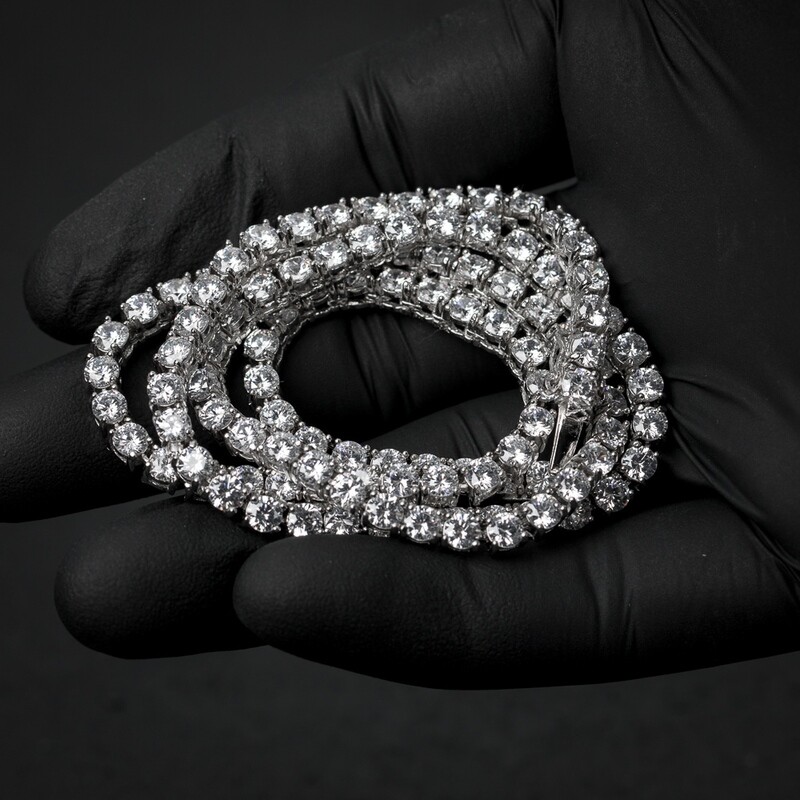 White Gold Plated 4mm Cz Pointer Tennis Chain