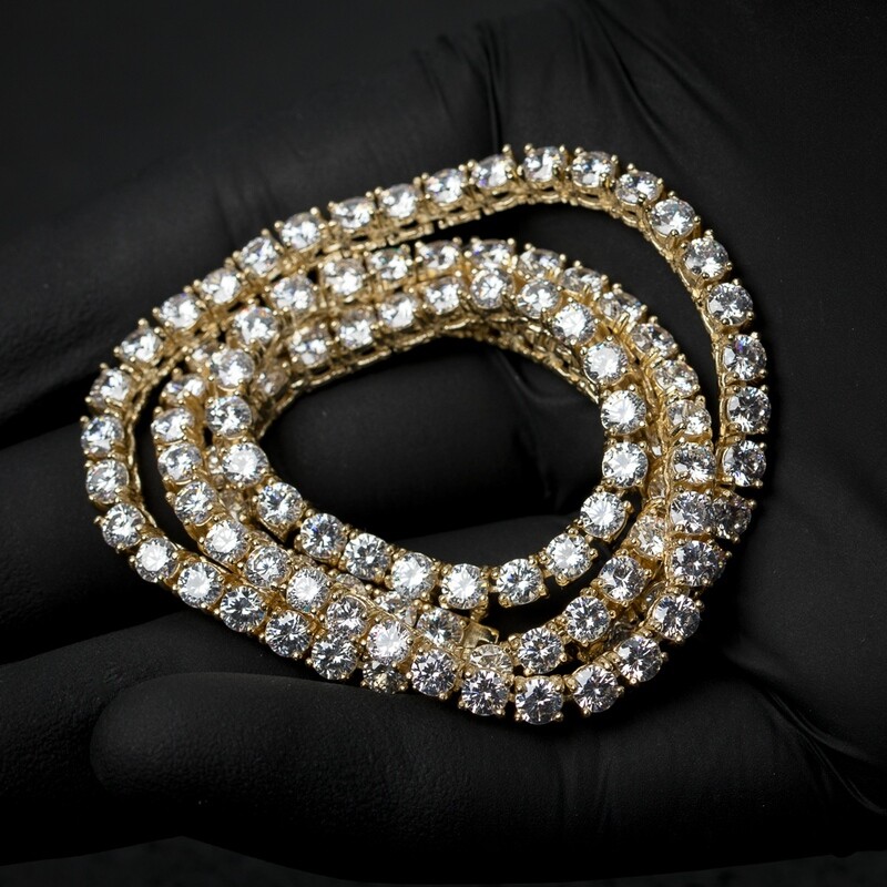 14K Gold Plated Hip Hop 4mm Cz Tennis Chain Necklace