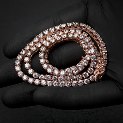 Rose Gold 925 Sterling Silver 4mm Cz Tennis Chain
