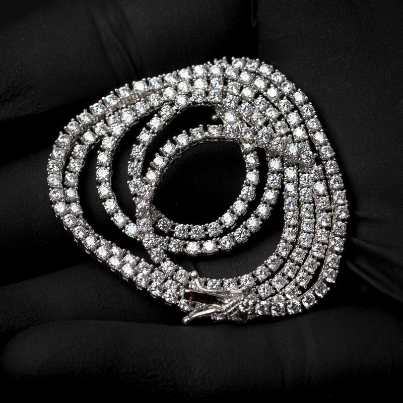 Micro 925 Silver White Gold Tennis Chain