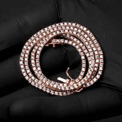 Micro 925 Sterling Silver Rose Gold Tennis Chain
